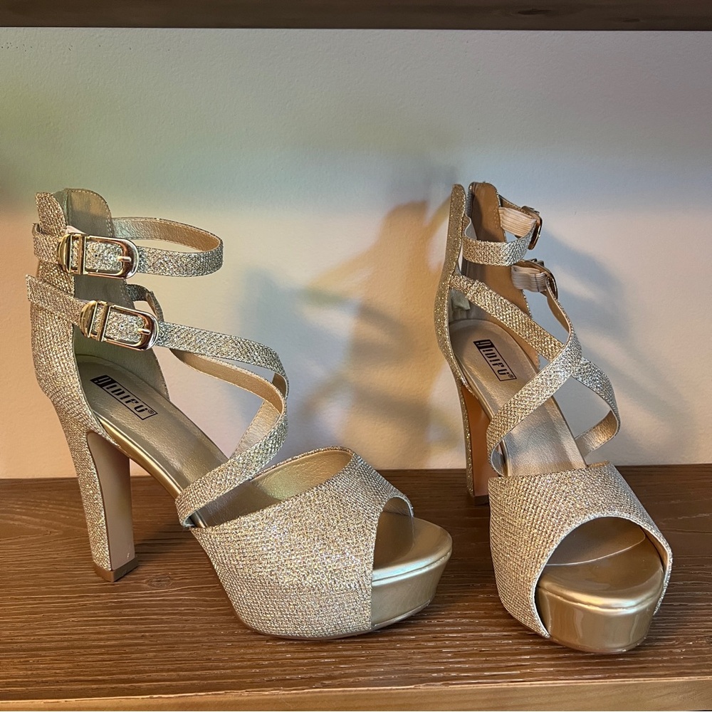 Gold Sparkly Strappy Heels